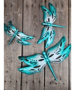 Set of 3, BLUE Dragonfly - Powder Coated Metal Wall Decor - £19.77 GBP