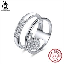 ORSA JEWELS Real 925 Sterling Silver Rings For Women AAA Shiny Cubic Zircon Dang - £17.98 GBP