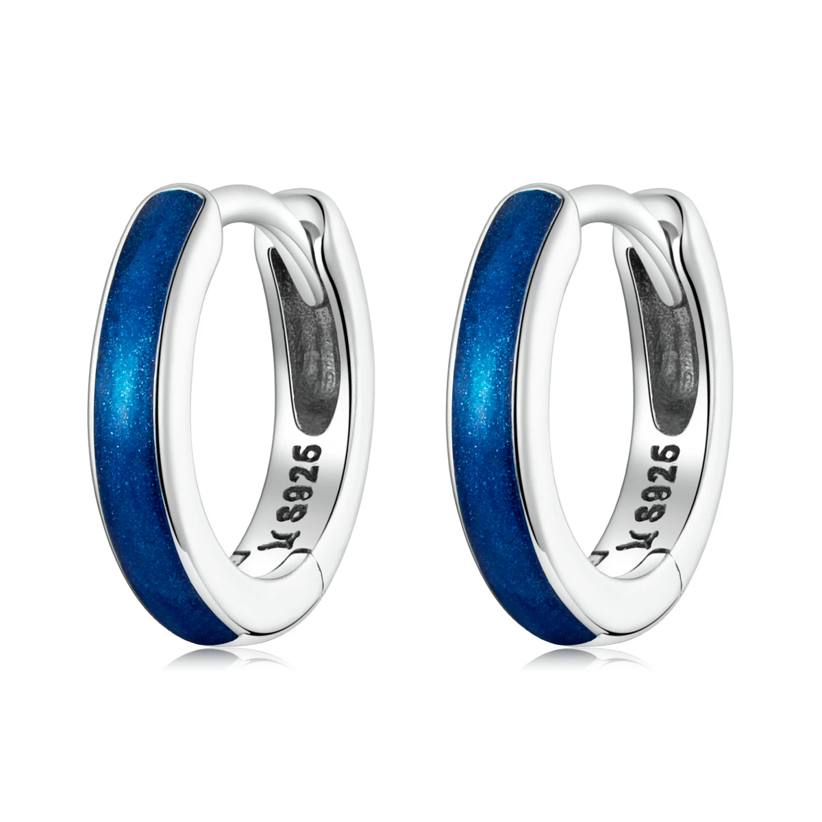 925 Sterling Silver European Simple Titanic Ocean Blue Hoop Earrings For Women s - £18.98 GBP