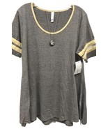 NWT 2.0 LuLaRoe Large Solid Gray with Cream Trim Ringer Style Perfect Tee - $31.67