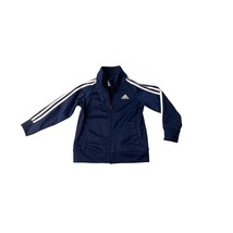 adidas Long Sleeve Sweatshirt Full Zip Navy Blue White Stripes Vintage 90&#39;s Boys - £15.59 GBP