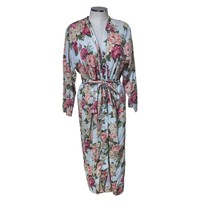 Christian Dior Vintage White Floral Print Belted Long Sleeve Lounge Robe - $130.66