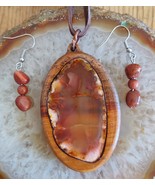 wood pendant and earring set - $28.00
