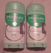 2x Mitchum Womens Natural Bamboo Powder Eucalyptus Scent Solid Deodorant 2.7 Oz  - £20.40 GBP