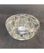 Vintage Heavy Clear Glass 11 Hole Footed Flower Frog - $12.00