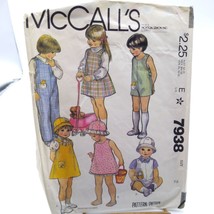 Vintage Sewing PATTERN McCalls 7938, Childrens 1982 Jumper Jumpsuit Hat Stuffed - £11.60 GBP