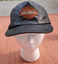 Harley Davidson Genuine Leather Strapback Hat Baseball Cap HD Adult - Vintage! - £18.28 GBP