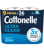 Ultra Clean Toilet Paper, 9 Mega Rolls = 36 Regular Rolls, Packaging May... - $201.12 MXN