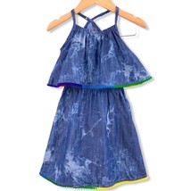 Appaman Lee Dress River Wash Rainbow Pom Pom Trim 2T - £21.85 GBP