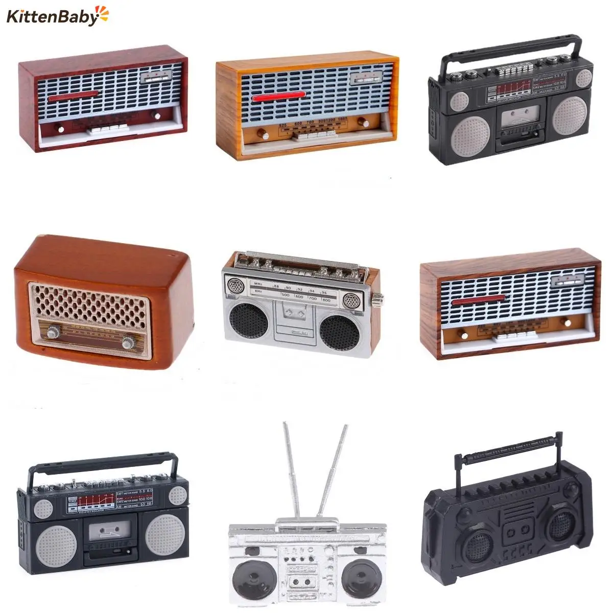 1Pcs 1/12 Dollhouse Miniature Old-Fashion Radio Recorder Model Retro Radio Model - £7.80 GBP+