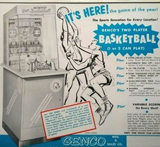 Two Player Basketball Arcade Flyer Genco Original 1954 Manikins Game Artwork - £23.88 GBP