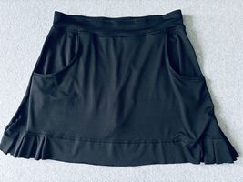 Emerald 18 Golf Black Ruffled Skort Skirt With Pockets Tennis Womens Medium - $14.88