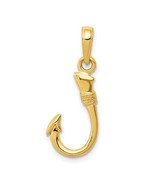 14 k Yellow Gold Fish Hook Pendant Charm REAL SOLID 14 k Gold .88 g  - $214.60