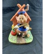 Disney Porcelain Three Little Pigs Wood Stick House Music Box  MINT Work... - $101.87 CAD