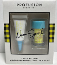 Profusion Cosmetics Laser Yellow Multi-Dimensional Glitter &amp; Glue Neon Spark - £10.65 GBP