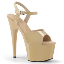 PLEASER Shoes Sexy Platform 7&quot; Stiletto Exotic Stripper Dancer Cream High Heels - £44.30 GBP