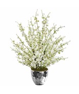 Nearly Natural 29in. Cherry Blossom Artificial Arrangement in Silver Bowl - £85.68 GBP