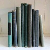 Lot Of 9 Antique &amp; Vintage Books Blue Green Gray Rustic Farmhouse Library Decor  - £62.29 GBP