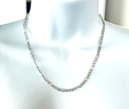 Genuine 925 Sterling Silver Figaro Chain Necklace 18&quot; Italy Tarnish Resi... - £13.58 GBP