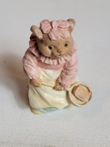 Vintage Resin Figurine Mama Teddy Bear Cooking 2.5&quot; 1990s Mini Statue - £11.55 GBP