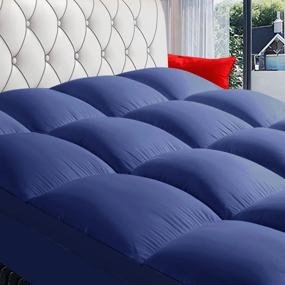 King Mattress Topper Cooling Plush Mattress Pad Cover 400TC Cotton Top Protector - £129.26 GBP