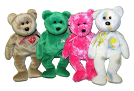 Ty B EAN Ie Babies Teddy Bear Lot Cheery Erin Pink Sherbet Brown Signature Vtg Toy - £17.69 GBP
