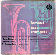 Famous Jazz Trumpets 45 rpm Louis Armstrong Bunny Berigan Bobby Hackett Bix Beid - £3.71 GBP