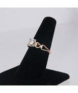 Beautiful 14K Real Gold DQ CZ Diamonique Engagement Ring 2 Tone Art Deco... - $368.72 CAD