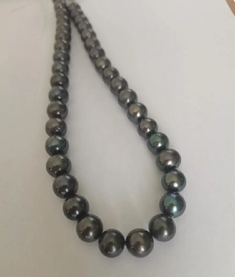 Real Thing Charming AAA 10-11mm South Sea Black Pearl Necklace 18&#39;&#39; 14K Jewelry - £112.16 GBP