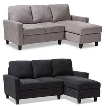 Compact Reversible Chaise Sofa Sectional –Dark or Light Gray Fabric - £806.30 GBP