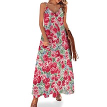 Mondxflaur Classic Floral Summer Dresses for Women V-neck Spaghetti Strap Dress - £26.27 GBP