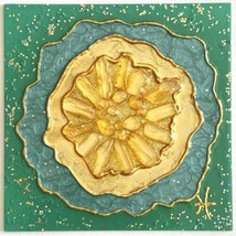 Transparent Geode Original Art Mixed Media Faux Geode Painting 5x5in On Acrylic - £27.87 GBP
