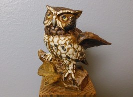Vintage Great Horned Owl Homco Figurine 1114 Bisque Porcelain 5.5&quot; - £11.03 GBP