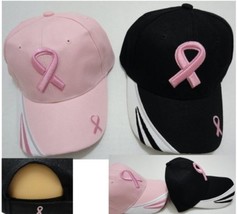 Breast Cancer Awareness Hat Pink or Black Pink Ribbon Ball Cap New! - £7.96 GBP