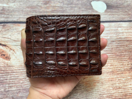 Double Sides Crocodile Alligator Genuine Leather Skin Men Bifold Wallet - £76.86 GBP