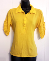 NY &amp; Co Polo Style Shirt size Medium Cotton Knit Top with Roll Up Tab Sl... - $9.84