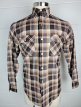 Vtg JC Penney Big Mac Brown Plaid Long Sleeve Button Front Shirt M 15-15.5 - £17.05 GBP