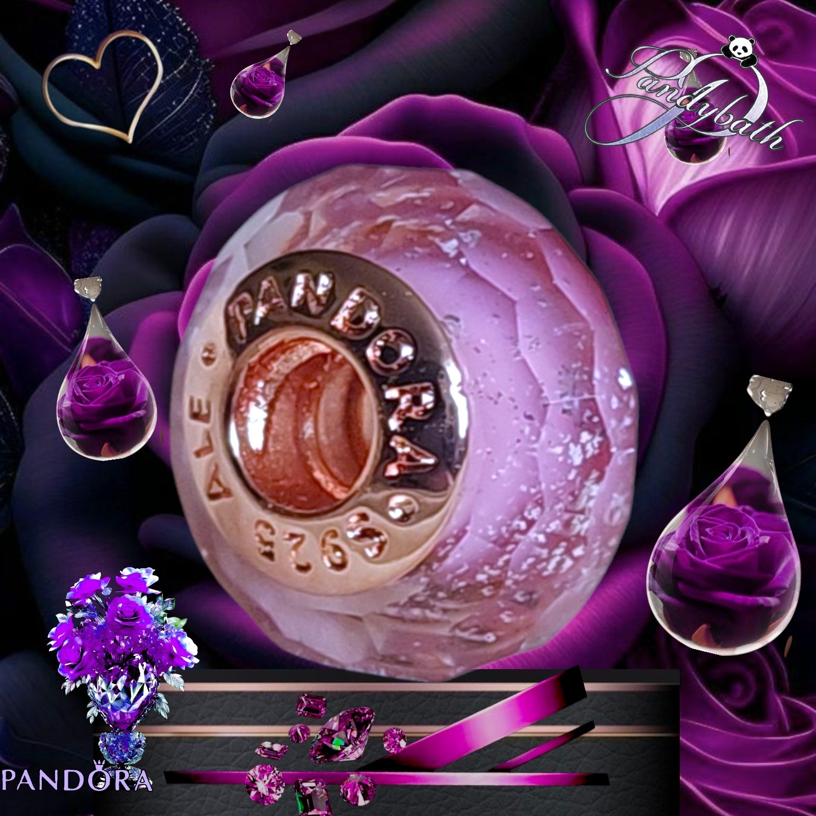Pandora Sterling Silver Rose Gold Faceted Murano Glass Charm - 791068 US SELLER  Item image 6