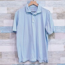 Peter Millar Pima Cotton Golf Polo Shirt Blue White Stripe Casual Mens M... - $29.69