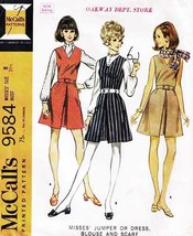 Misses' JUMPER/DRESS, Blouse & Scarf Vintage 1968 Mc Call's Pattern 9584 Size 8 - £9.59 GBP