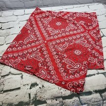 Bandana Print Tablecloth Handmade Red Paisley 40&quot; Square Vintage Boho  - £19.77 GBP