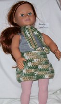American Girl Green, White, Tan Scarf, Crochet, 18 Inch Doll, Handmade  - $5.00