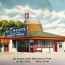 Bill Woods Triple XXX Famous Foods Restaurant Postcard Waco Texas c1940s PCBG1B - £15.97 GBP