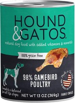 Hound And Gatos Dog Grain Free Gamebird 13oz. (Case of 12) - £73.55 GBP