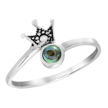 Princess Perfect Tiara Crown Abalone Shell Sterling Silver Band Ring-9 - $13.16