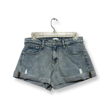 Weworewhat Womens Jean Shorts Blue Denim Whiskered Cuffed Distressed 24 New - $34.34