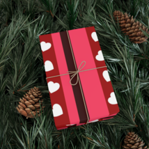 Red Pink and Black Stripes with White Hearts Gift Wrapping Paper, Eco-Fr... - $14.99