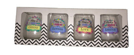Wanderlust Set Of 4 Wine Glasses With Phrases Stemless - £12.91 GBP