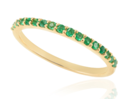 Dainty Half Eternity Emerald Gemstone Stacking Band 18k Solid Yellow Gold - £295.53 GBP
