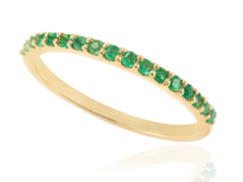 Dainty Half Eternity Emerald Gemstone Stacking Band 18k Solid Yellow Gold - £304.01 GBP